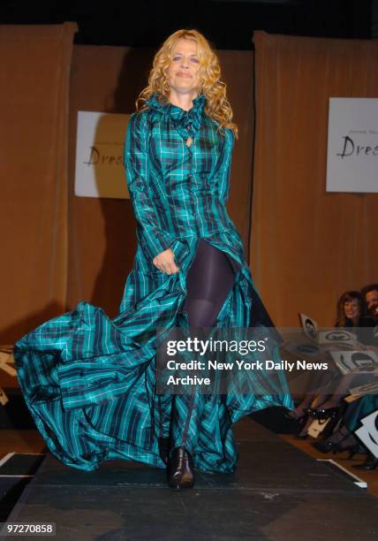 Linda Hamilton walks the runway at Capitale during the 2007 Johnnie Walker Dressed to Kilt fashion show and charity event.