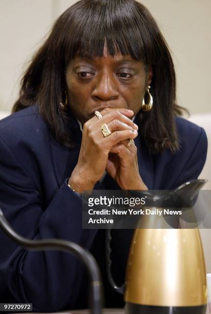 Linda McCray waits anxiously at Manhattan Supreme Court for a decision on the convictions of her son, Antron McCray, and four other men who had been...
