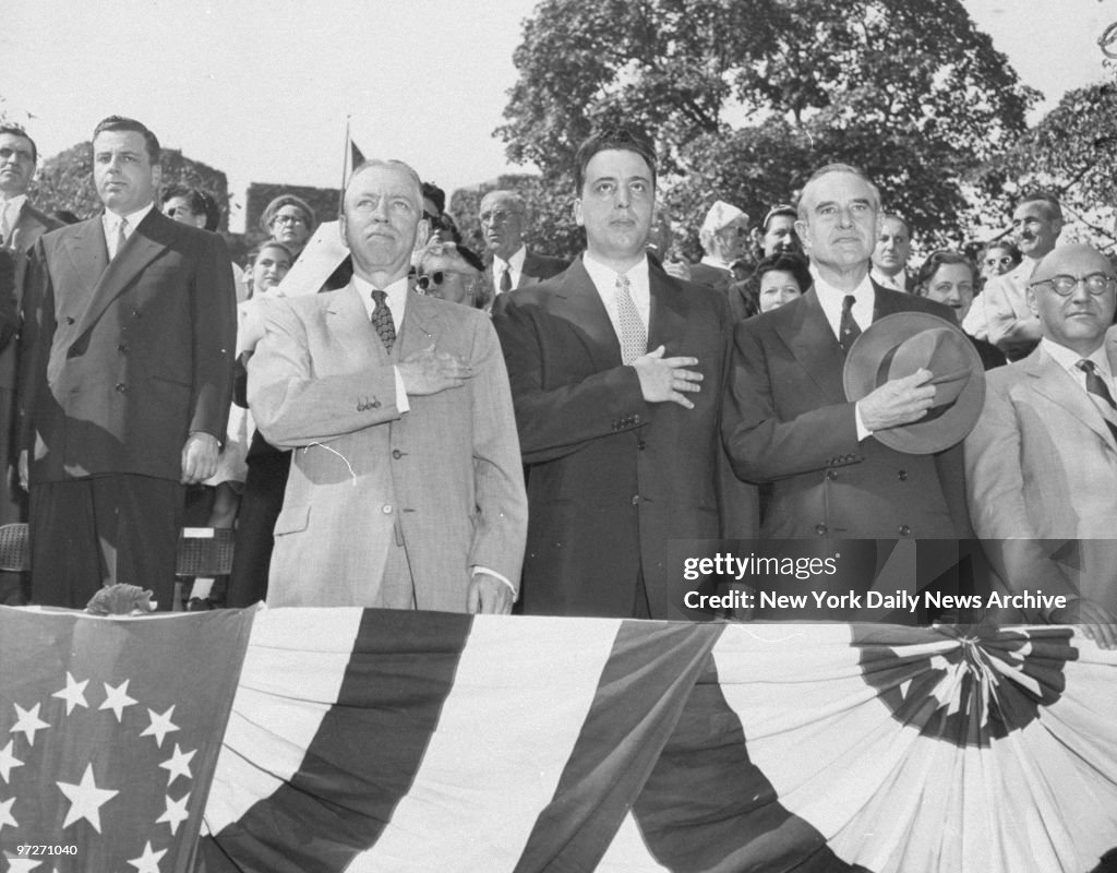 Irving Ives, Fortune Pope and Averill Harriman watch from th