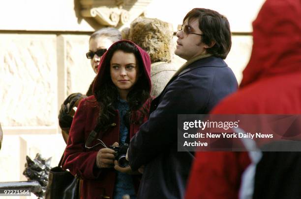 Lindsay Lohan and Jared Leto film scenes for the movie "Chapter 27" outside the Dakota on W. 72nd St. Leto plays the role of Mark David Chapman and...