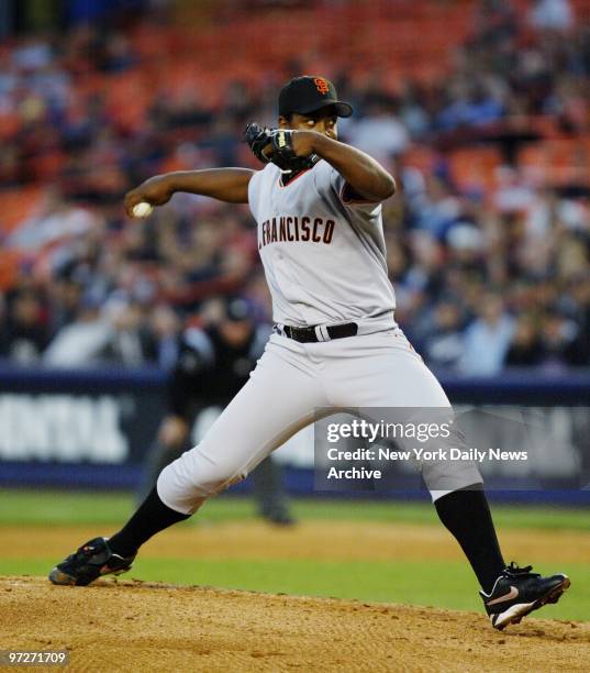 San Francisco Giants' starter Jerome Williams delivers a pitch in a game against the New York Mets at Shea Stadium. The Mets went on to win, 8-2.