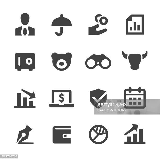 finance icons set - minimal series - profit loss icon stock illustrations