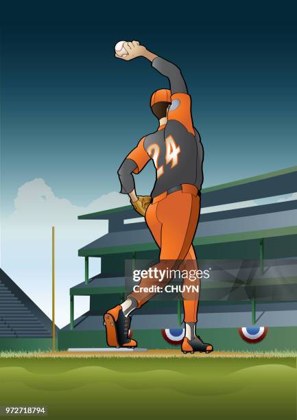 baseball legend - baseball trajectory stock illustrations