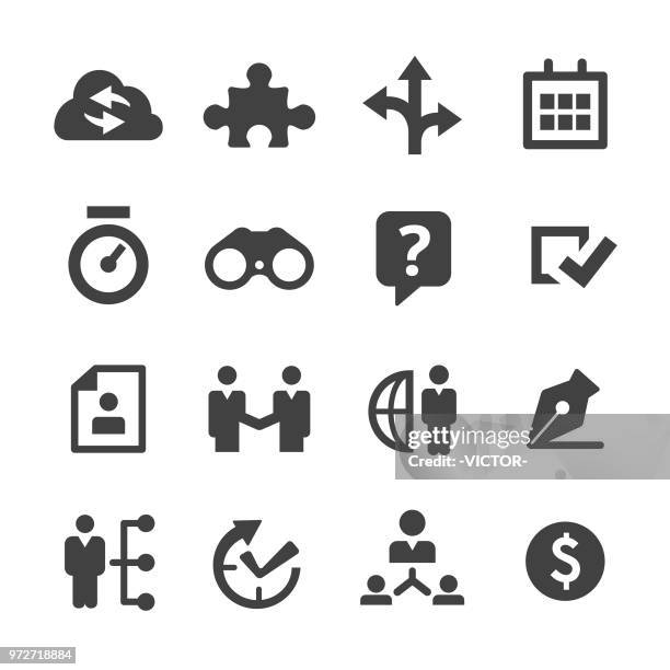 business lösung icons set - minimale serie - fernglas stock-grafiken, -clipart, -cartoons und -symbole