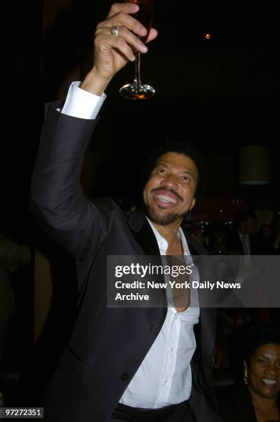 Lionel Richie makes a toast at his birthday celebration at the club PM on Gansevoort St.