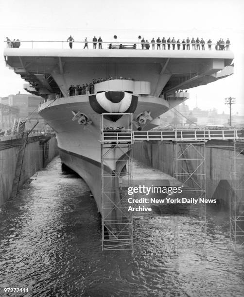 The carrier U.S.S. Bennington being launched.,