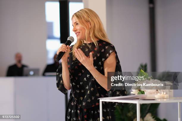 Sienna Miller and Milk Studios host the International Medical Corps summer cocktail event at Milk Studios on June 12, 2018 in New York City.