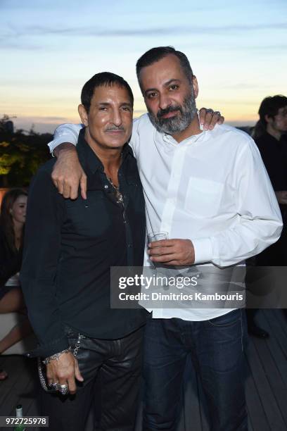 Nur Khan and Mazdack Rassi attend the International Medical Corps summer cocktail event hosted by Sienna Miller and Milk Studios at Milk Studios on...