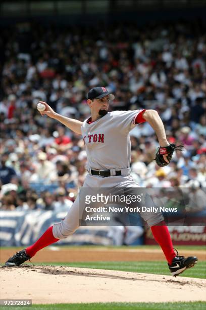Boston Red Sox's starter Matt Clement pitches against the New York Yankees in Game 2 of a three-game series at Yankee Stadium. Clement allowed five...