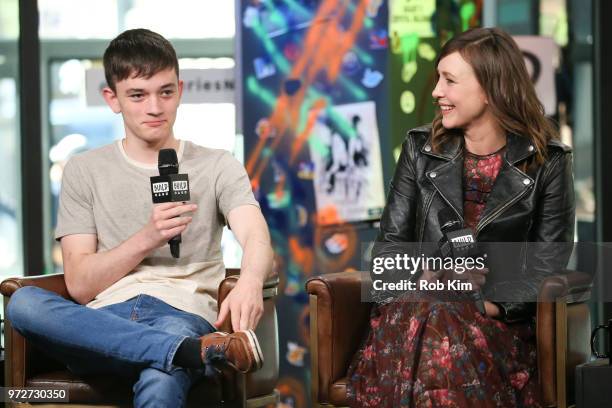 Lewis MacDougall and Vera Farmiga attend the Build Series at Build Studio on June 12, 2018 in New York City.