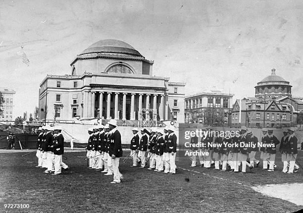 The class of 1904 marching in the alumni parade during commencement exercises at Columbia University.