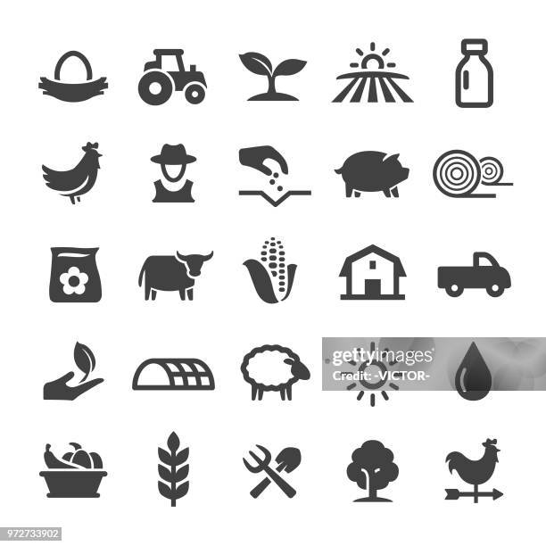 farming icons - smart series - farmer planting corn stock illustrations