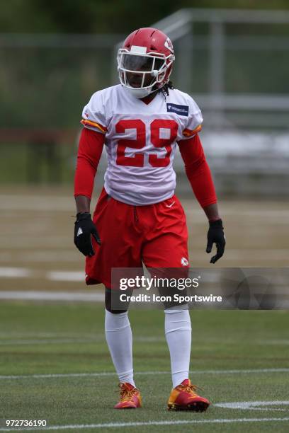 Kansas City Chiefs defensive back Eric Berry during Chiefs Minicamp on June 12, 2018 at the Kansas City Chiefs Training Facility in Kansas City, MO.