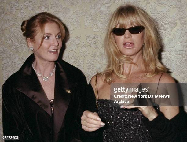 Sarah Ferguson, the Duchess of York, and actress Goldie Hawn get together at the G & P Charitable Foundation for Cancer Research benefit at the...