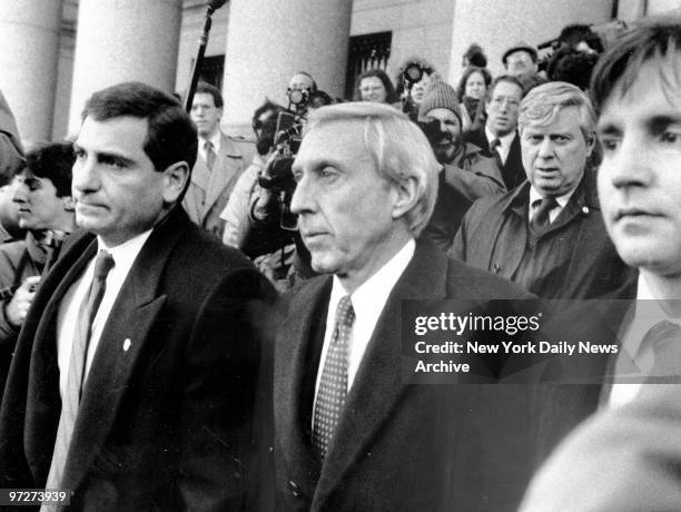 Ivan Boesky, stock swindler leaves Federal Court after sentencing.