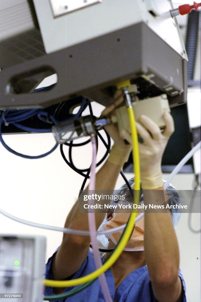 Connections are secured during preparations for open-heart s