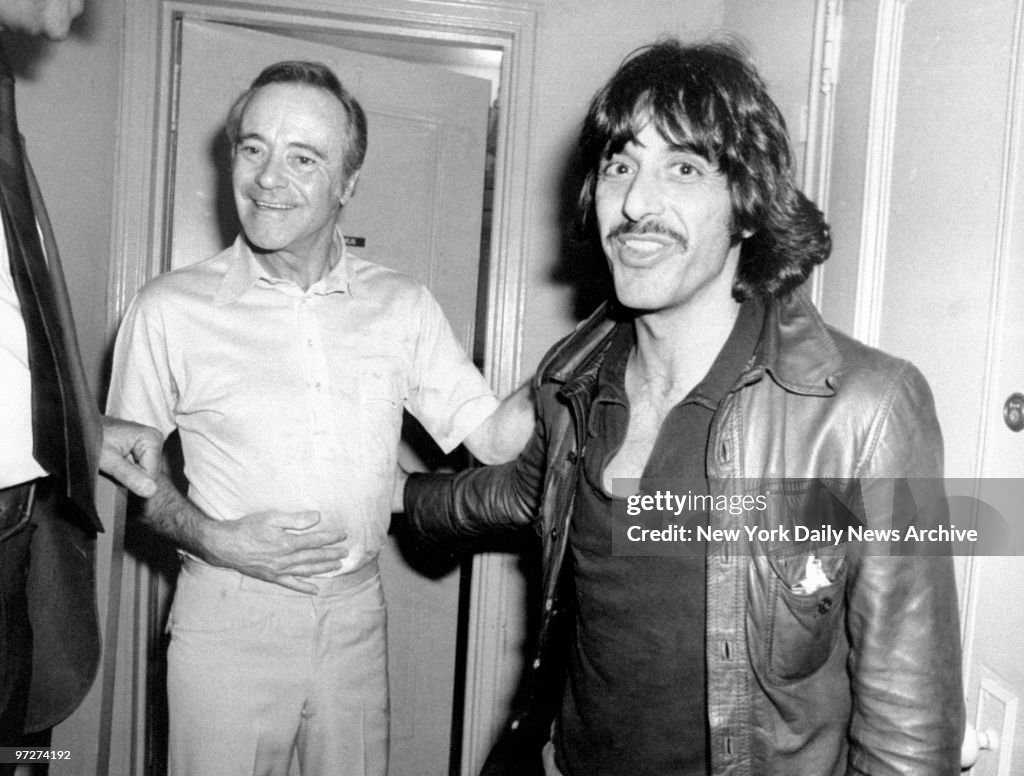 Jack Lemmon (left) gets a congratulatory visit from Al Pacin