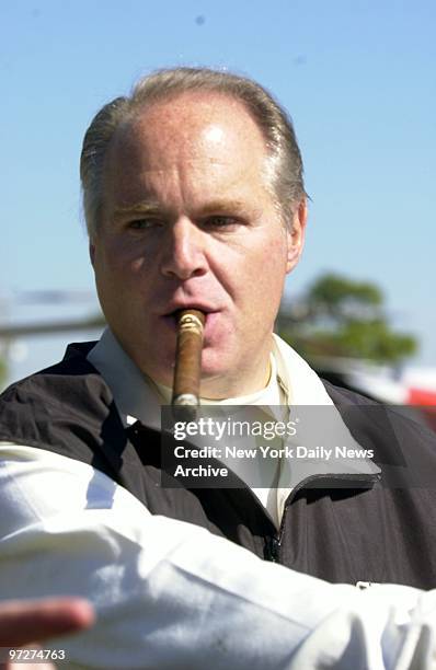 Conservative radio talk-show host Rush Limbaugh is already puffing before teeing off at an NFL Shootout at the MacDill Air Force Base Golf Course in...