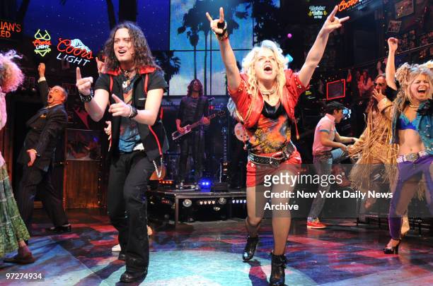 Constantine Maroulis and Amy Spanger at the opening night of the B'Way Play "Rock Of Ages" held in the Brooks Atkinson Theatre