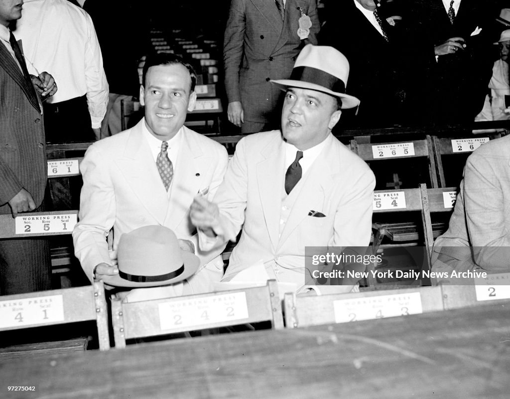 J. Edgar Hoover and Clyde Tolson (left) attending the Joe Lo