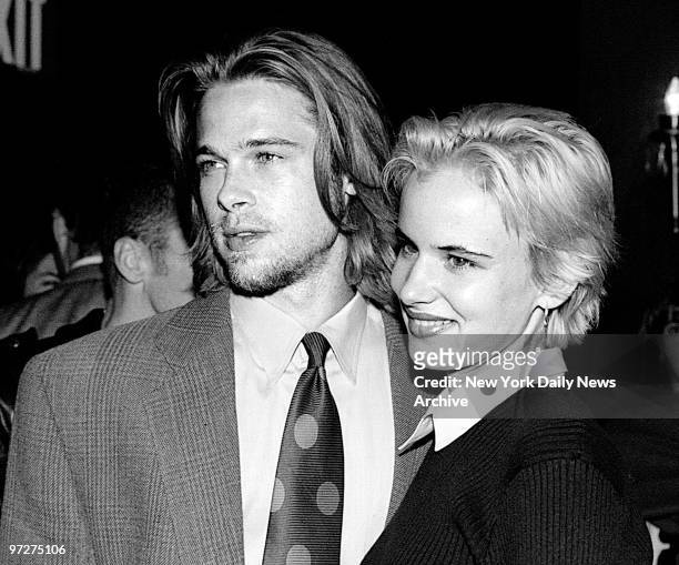 Brad Pitt and Juliette Lewis arrive at the Ziegfeld Theater.,