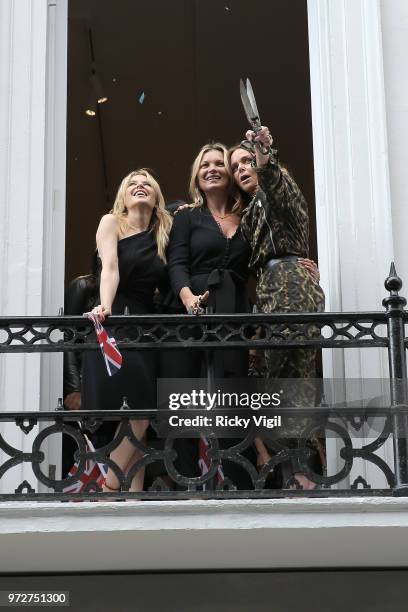 Kylie Minogue, Kate Moss and Stella McCartney seen attending the Stella McCartney flagship store opening party in Mayfair on June 12, 2018 in London,...