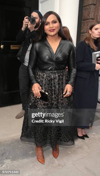 Mindy Kaling seen attending the Stella McCartney flagship store opening party in Mayfair on June 12, 2018 in London, England.