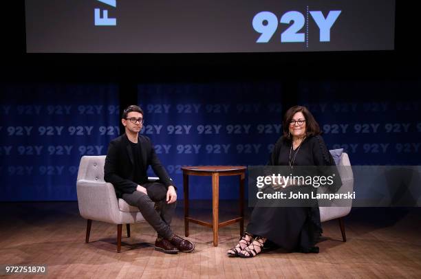 Designer Christian Siriano and fashion executive Fern Mallis attend "Fashion Icons" with Fern Mallis at 92Y on June 12, 2018 in New York City.