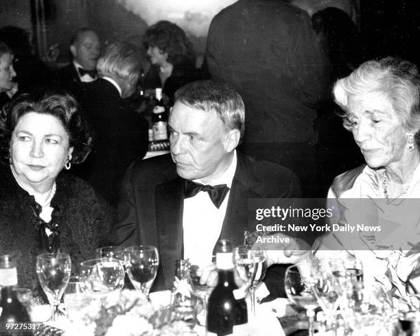 Mrs. Robert F. Wagner, Frank Sinatra and Mrs. Laurance Rockefeller at Rainbow Room.