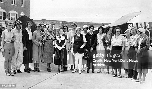 Contestants who flew in the Annette Gipson All Woman's Air Race at Floyd Bennett Airport. They are shown just before takeoff. : Cecil W. Kenyon, Mrs....