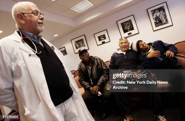 Musicians and singers Jose Francois, Joe Davis and John Boutte wait for their appointment as Dr. Henry Rothschild looks on at the New Orleans...
