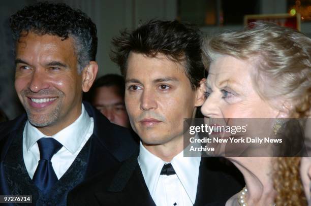 Brian Stokes Mitchell, Johnny Depp and Angela Lansbury get together during "That's Entertainment," the Actors' Fund of America's annual tribute...