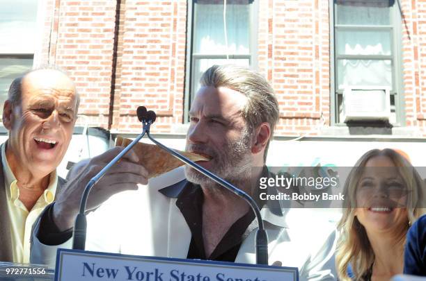 John Travolta Kelly Preston and Joe Causi attend John Travolta Lifetime Achievement Award as Brooklyn Celebrates John Travolta at Lenny's Pizza on...