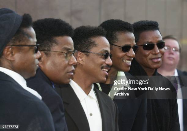 Jackson Five members Randy, Tito, Marlon, Jackie and Jermaine Jackson arrive for their brother Michael Jackson's "30th Anniversary Celebration, The...