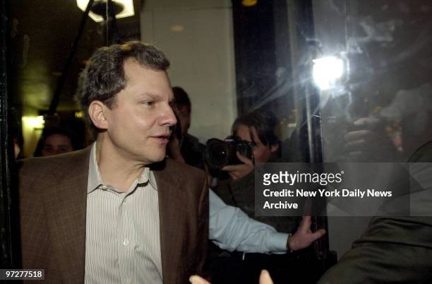 New York Times publisher Arthur Sulzberger Jr. Arrives at the Loews Astor Plaza on W. 44th St. For a staff meeting on the Jayson Blair plagiarism...