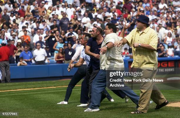 Lorraine Bracco , Tony Sirico, John Ventimiglia, Steve R. Schirripa and James Gandolfini of HBO's hit show "The Sopranos" throw out the ceremonial...