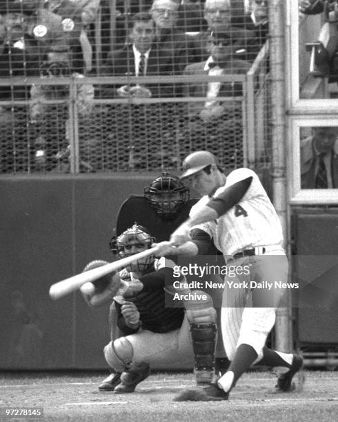 Mets vs. Baltimore Orioles. 1969 World Series. , Ron Swoboda strike sout on pitch in first inning in Game 5.