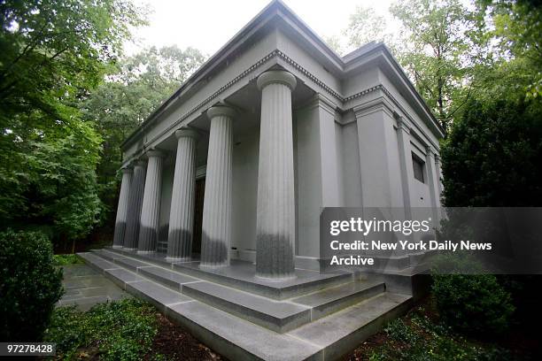 The Helmsley family mausoleum in historic Sleepy Hollow Cemetery. Hotel queen Leona Helmsley, who died yesterday at age 87, will be buried there...