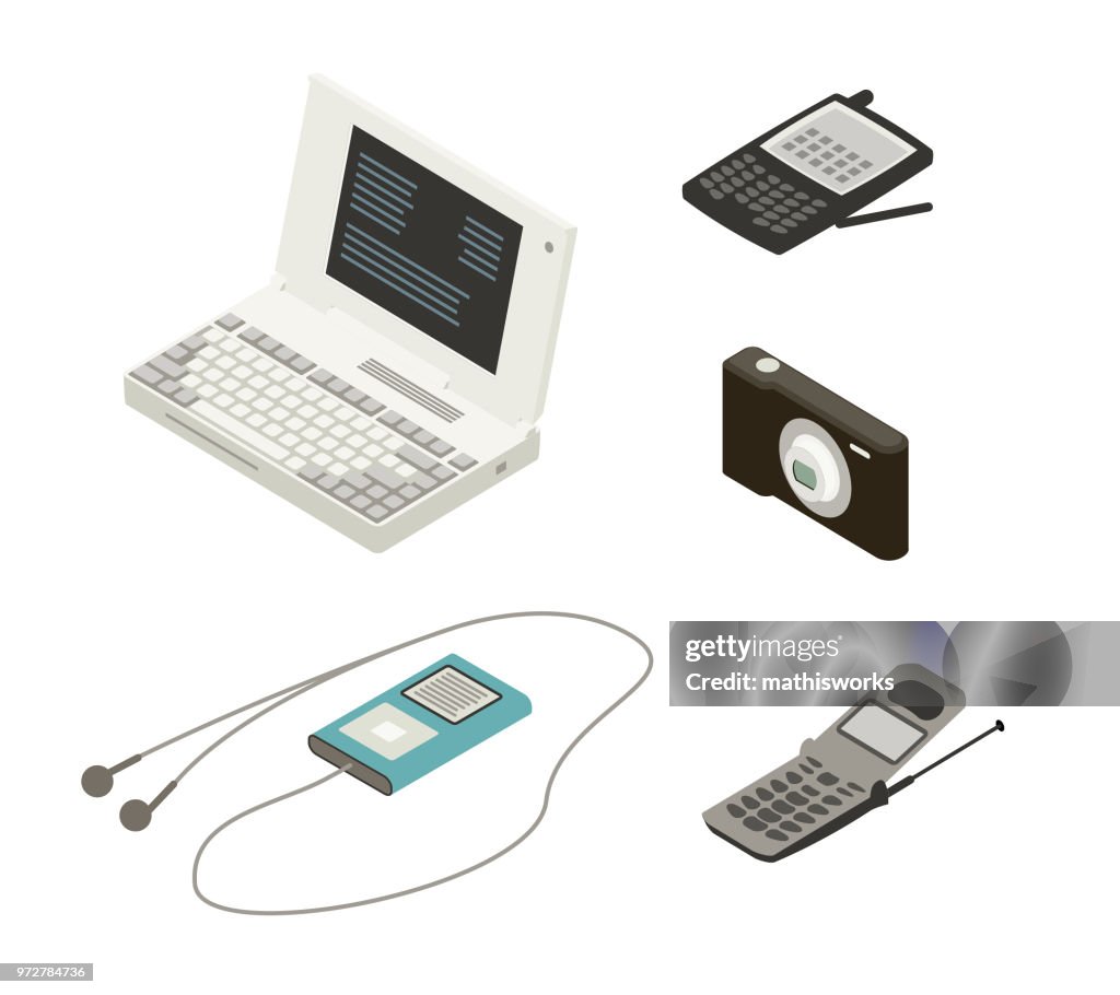 Computer Devices 1990 Technology Devices Of The 1990s2000s High-Res Vector Graphic - Getty Images