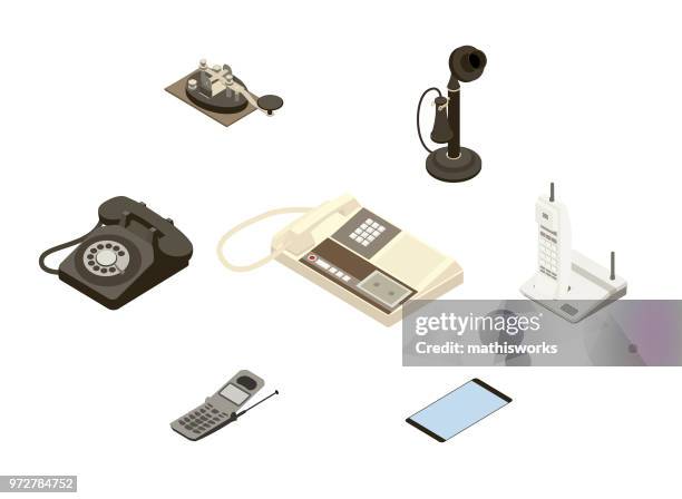 evolution of the telephone - history vector stock illustrations