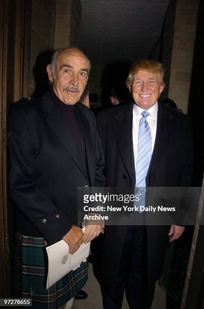 Sean Connery and Donald Trump are at the Synod House at St. John the Divine Cathedral Garden for the Johnnie Walker Dressed to Kilt fashion show and...