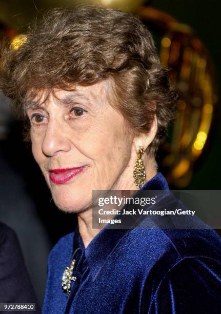 Close-up of American Jazz music advocate and nightclub owner Lorraine Gordon as she attends the 70th anniversary party of her club, the Village...