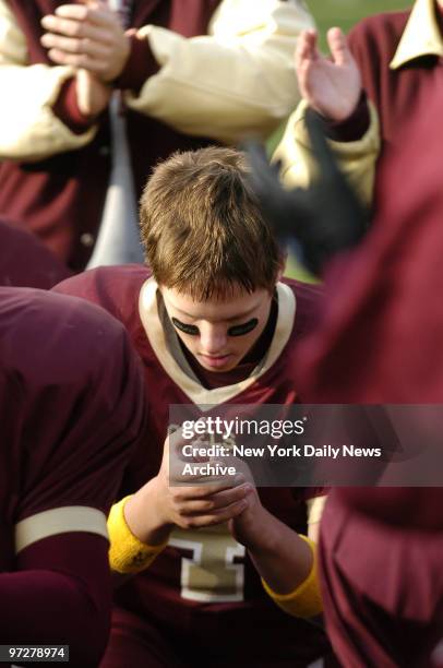Sean Mara, junior quarterback for the Iona Prep Gaels, plays in a game against the Msgr. Farrell High School Lions at Iona Prep's campus in New...