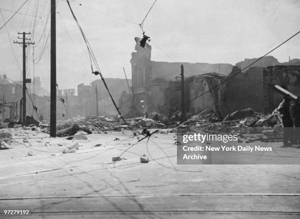 The main street of Napier, N.Z., is destroyed after an earhquake.