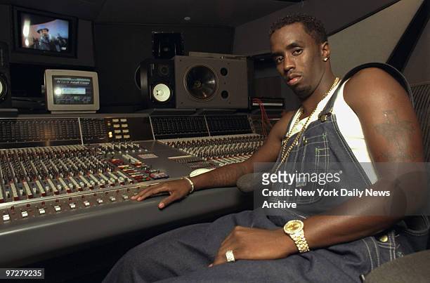 Sean "Puffy" Combs in recording studio on 44th St.
