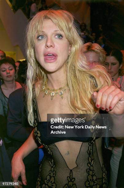 Courtney Love is on hand at the New Group Spring Gala cocktail party at the Hugo Boss Store on Fifth Ave. The bash was sponsored by Interview...