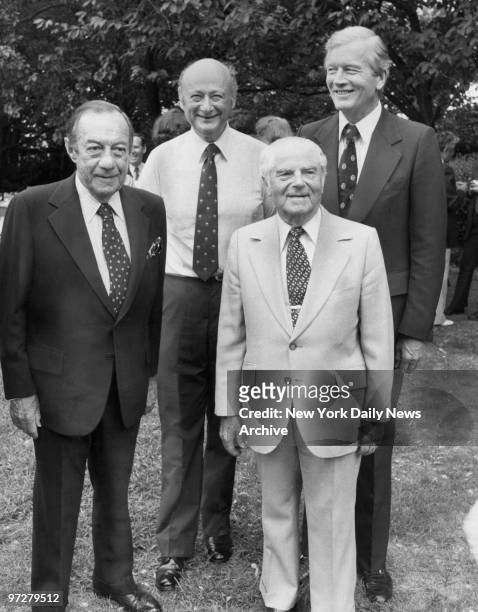 Former New York City Mayors: Robert Wagner, Ed Koch, Abe Beame, and John Lindsay .