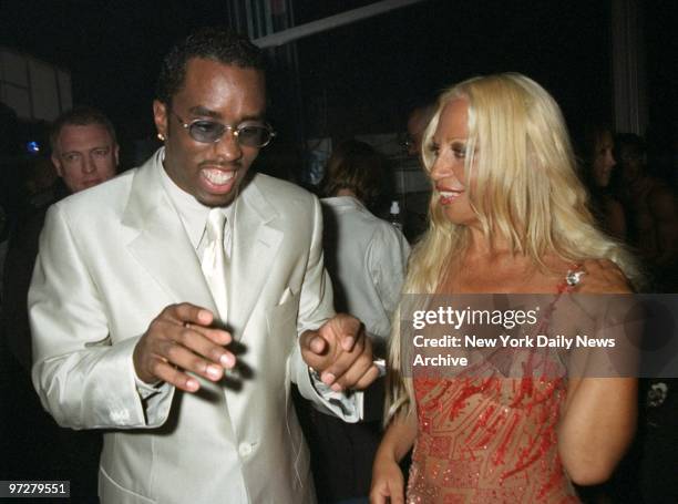 Sean Combs and Donatella Versace at party sponsored by Combs and "Notorious" magazine.