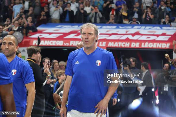 Laurent Blanc of France reacts before the Friendly match between France 98 and FIFA 98 at U Arena on June 12, 2018 in Nanterre near Paris, France.