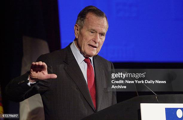Former President George Bush addresses Insignia/ESG's 15th annual Market Forecast Breakfast at the Marriott Marquis Hotel.
